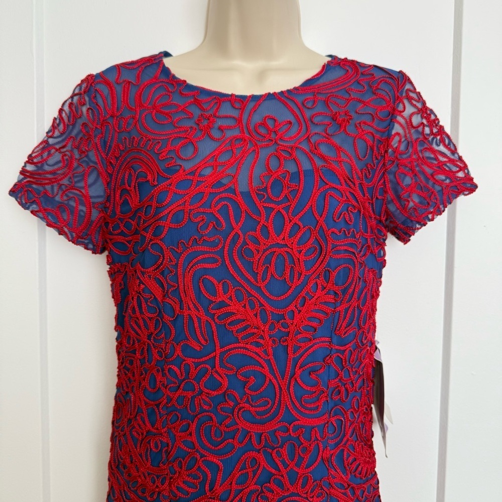 NWT - JS Collections - Soutache Sheath Knee Length Dress - Poppy Navy - Picture 4 of 16